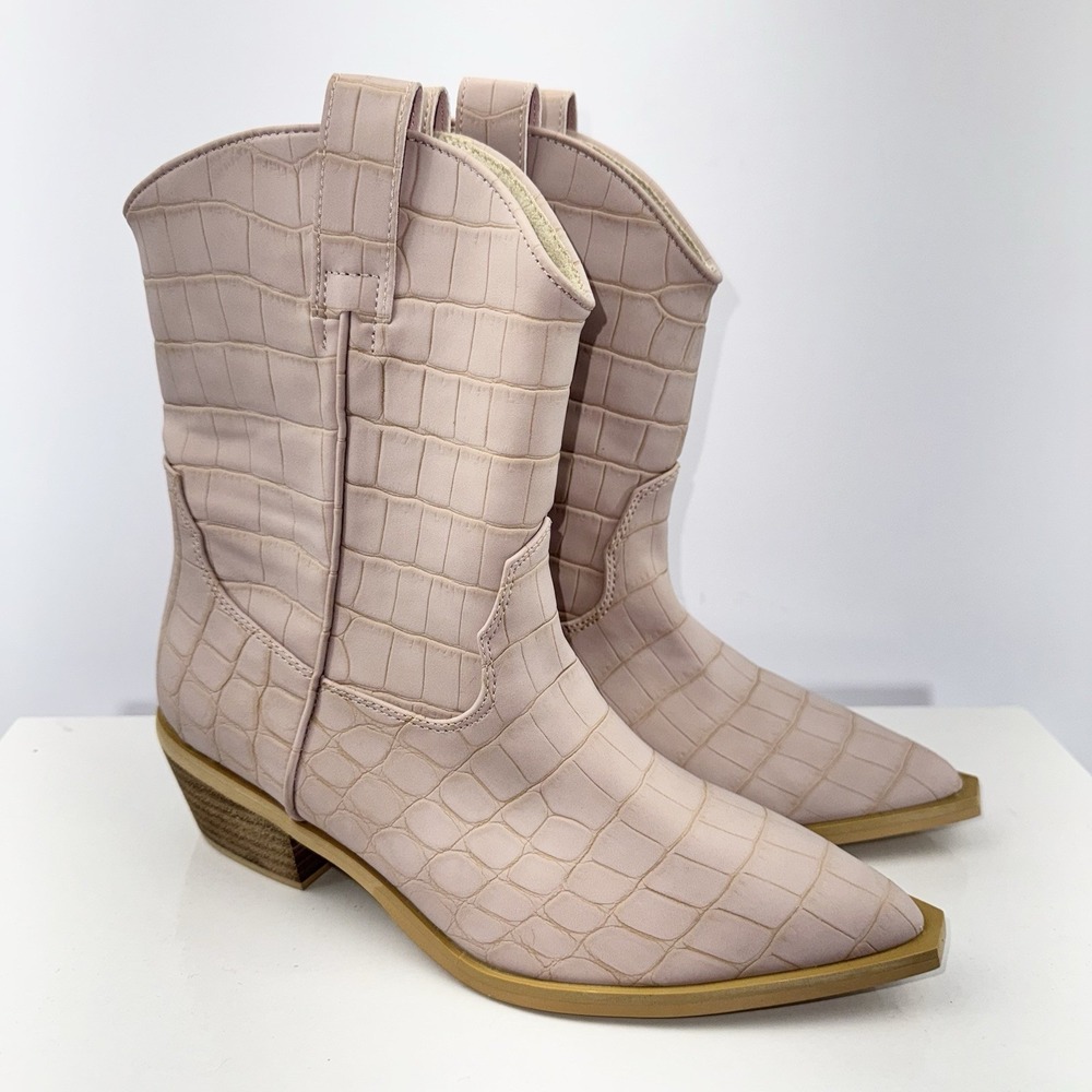 Shu Shop Zouzou KIDS Boots Mauve Croco Faux Croc Leather Sz 4